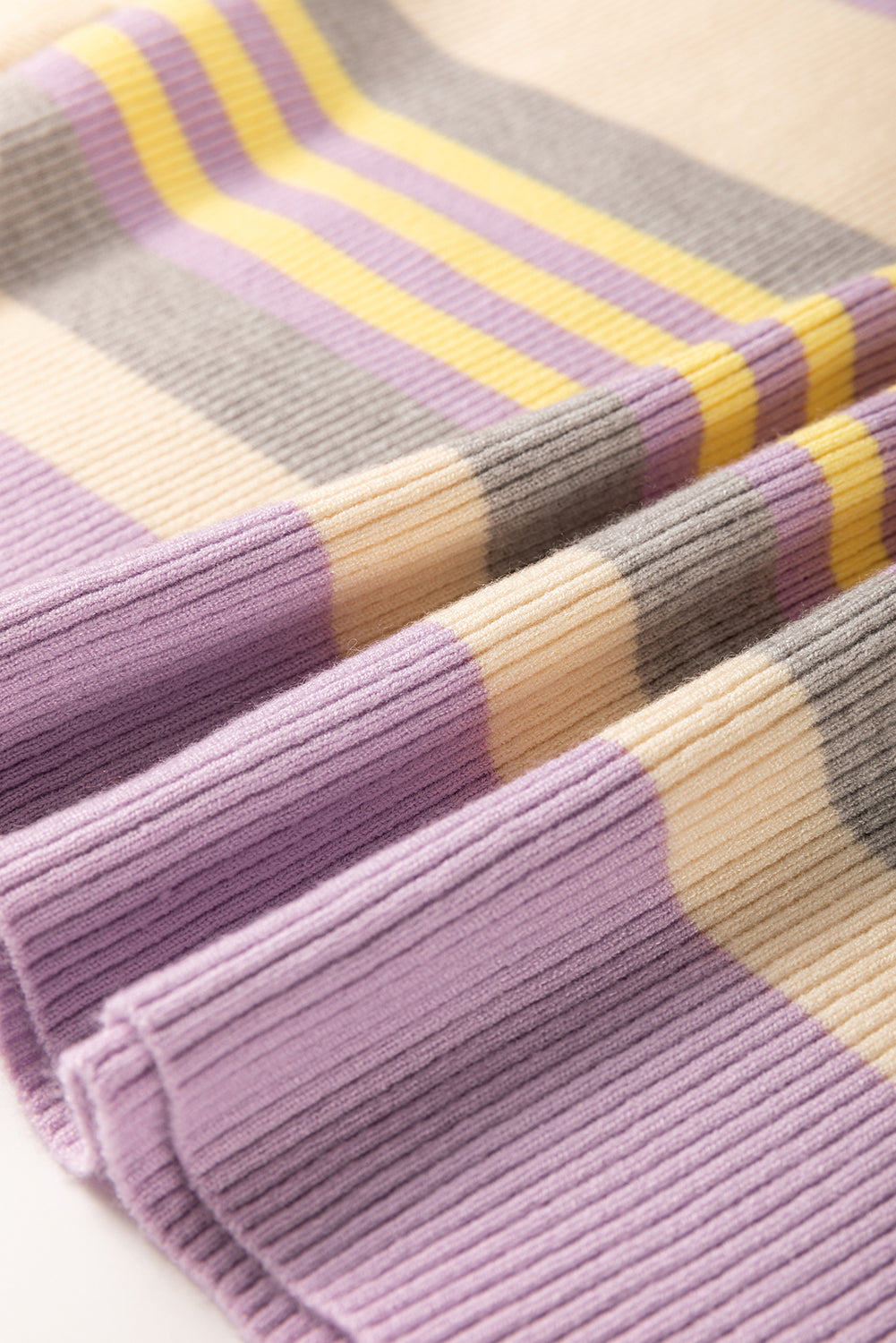 Purple Stripe Borderline Rib Knit Cuffed Dolman Sleeve Sweater eAura