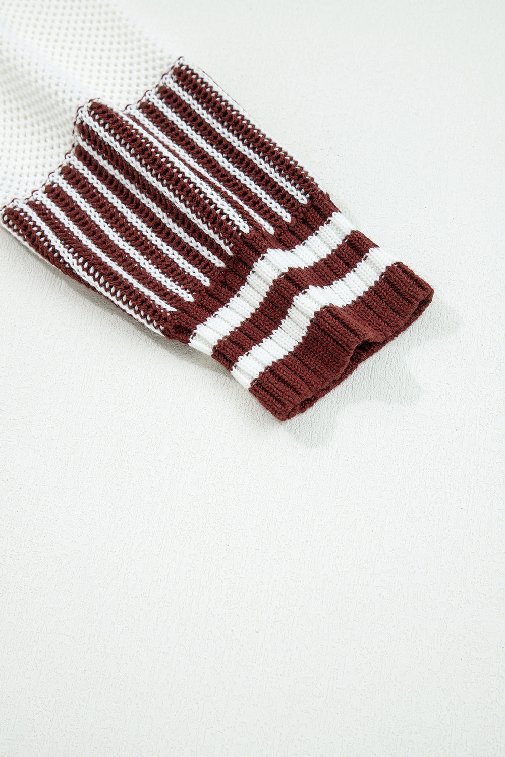 Two Tone Striped Patchwork Drop Shoulder Oversized Sweater - eAura
