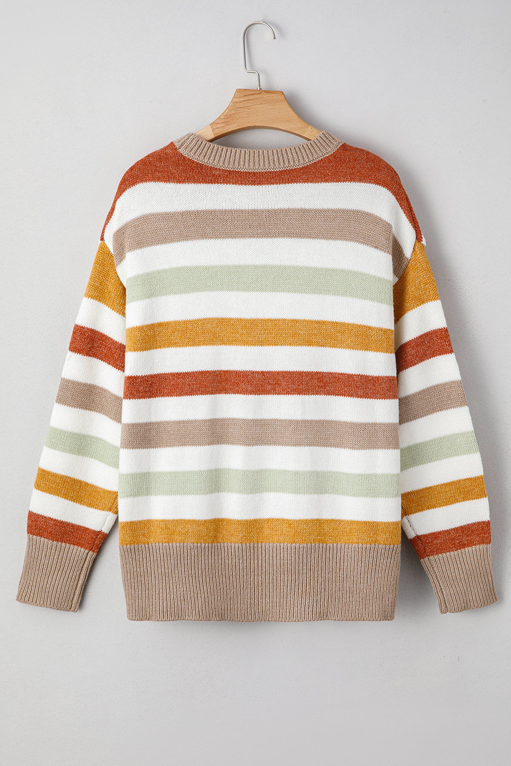 Multicolour Striped Colourblock Drop Shoulder Plus Size Sweater - Size/Plus Sweaters & Cardigans