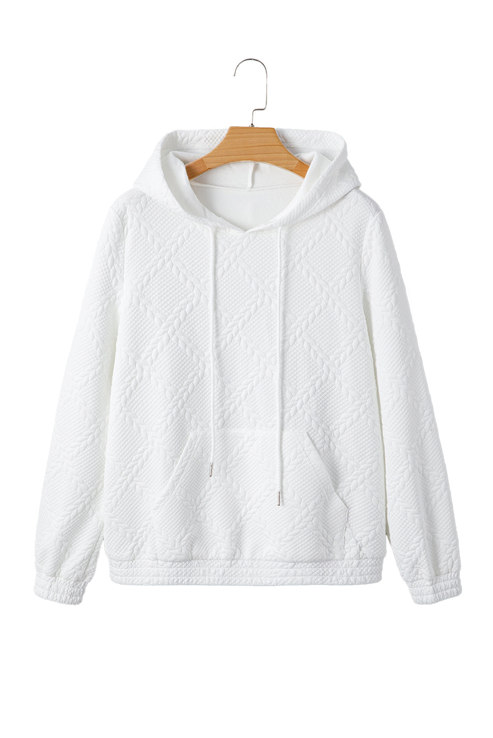 White Cable Lattice Texture Hoodie eAura
