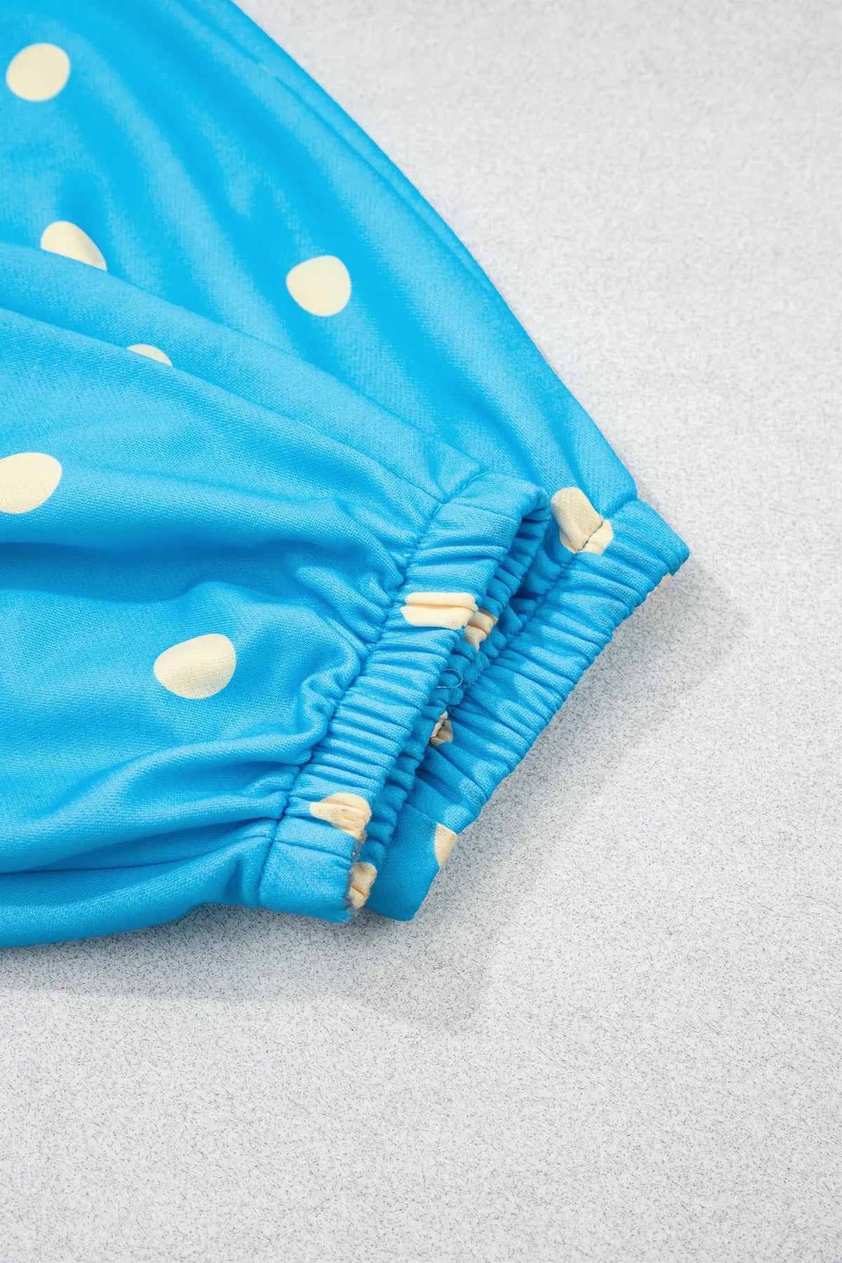 Polka Dot Hooded Drawstring Long Sleeve Plus Size Set – Blue