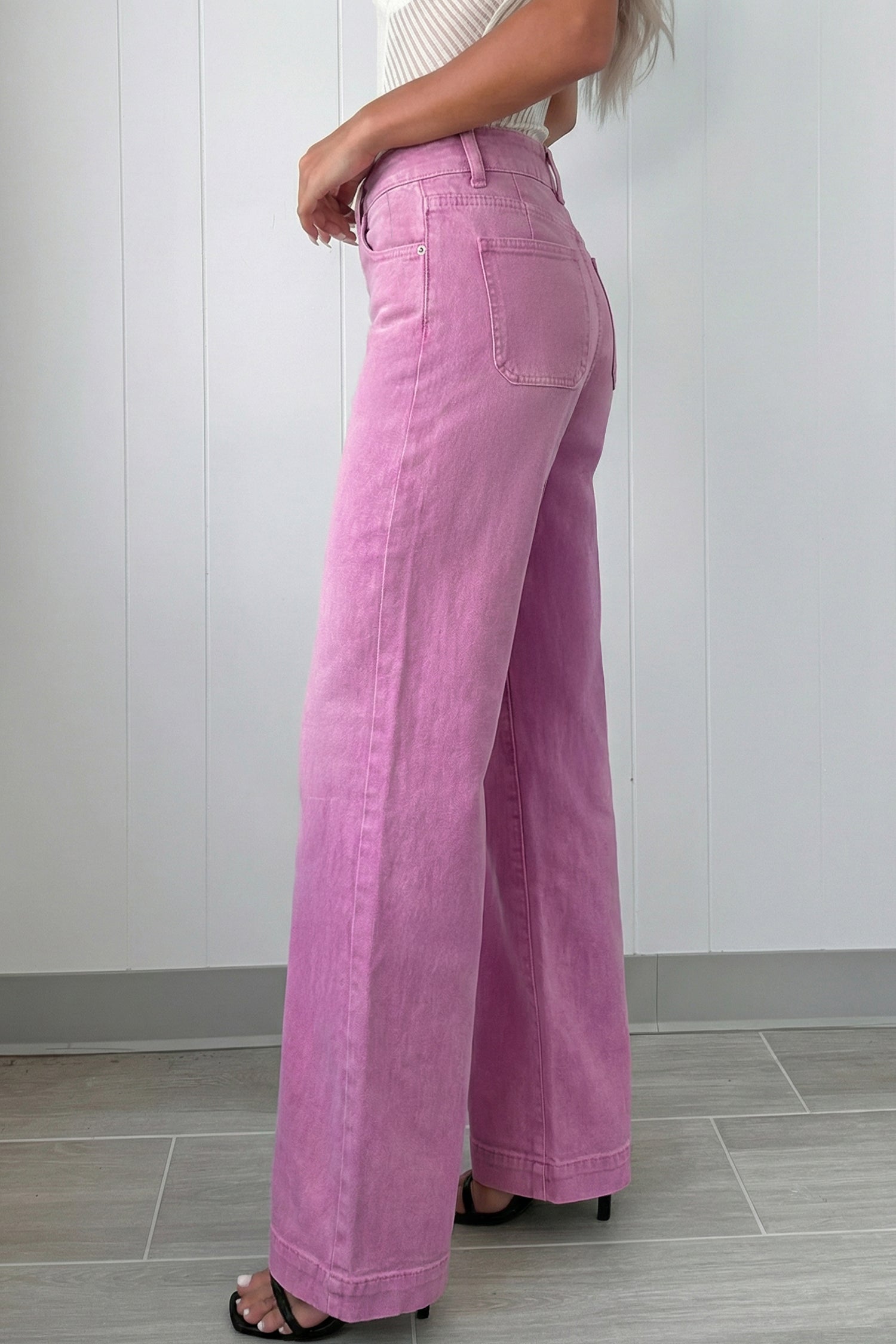 Double Button High Waist Flared Bottom Jeans