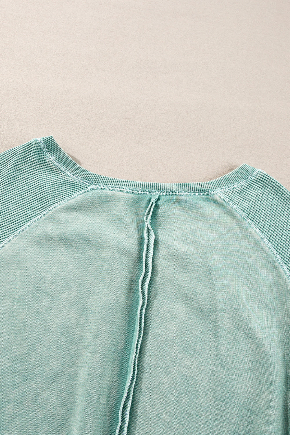 Waffle Knit Patchwork Raglan Sleeve Sweatshirt - eAura