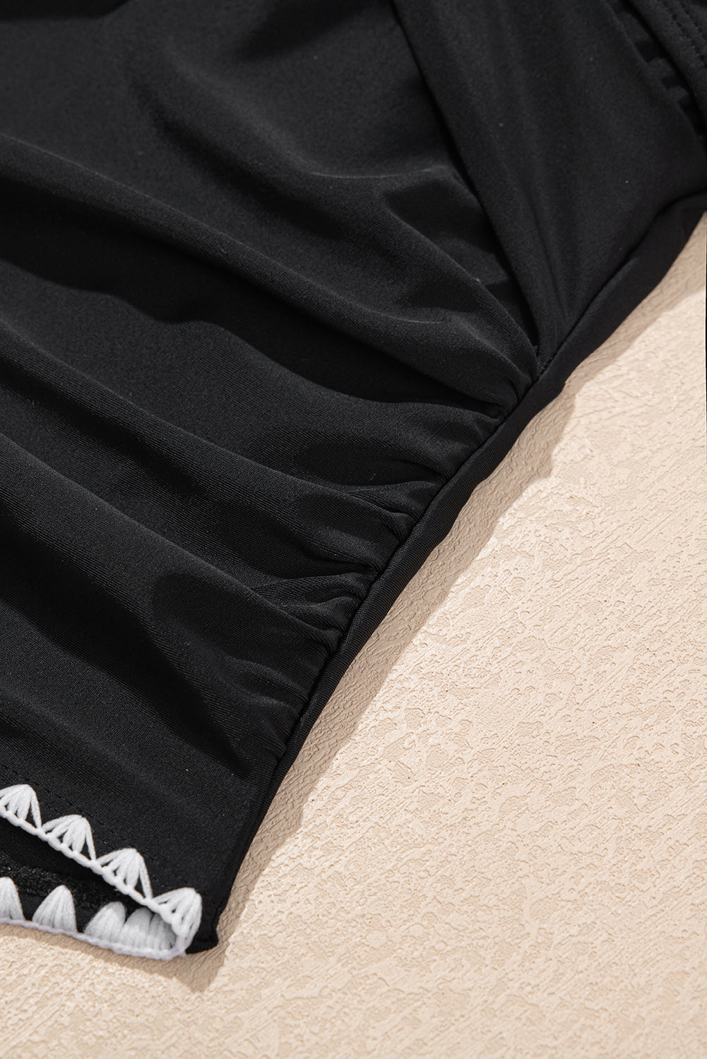 Beau Blue Ric Rac Trim Contrasted Patchwork Cutout One Piece Swimsuit - eAura