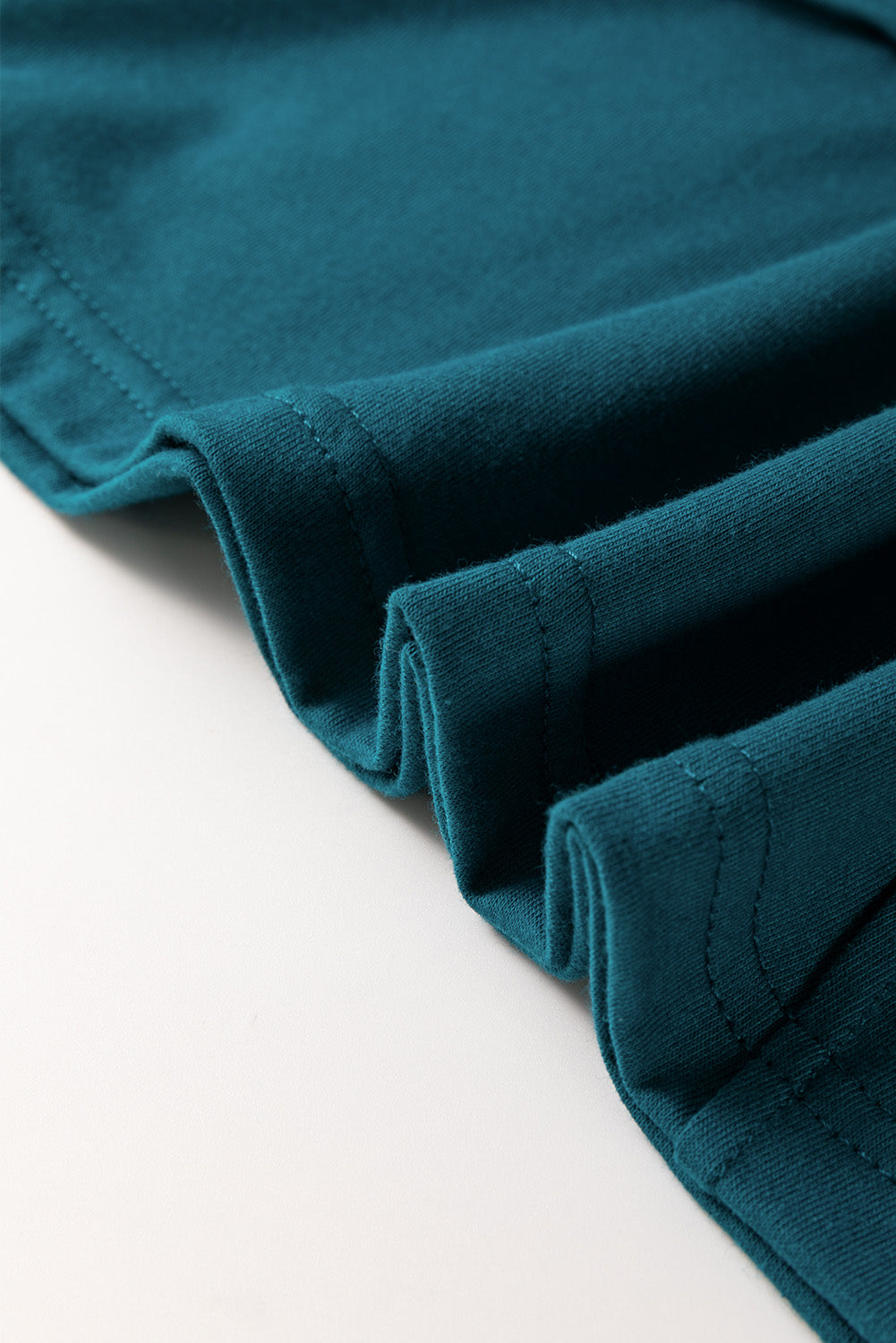 Blue Sapphire Solid Colour Toothpick Stripe Round Neck T Shirt eAura