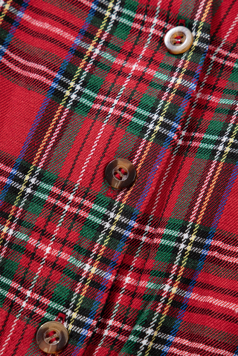 Plus Size Plaid Half Button Long Sleeve Holiday Dress - eAura