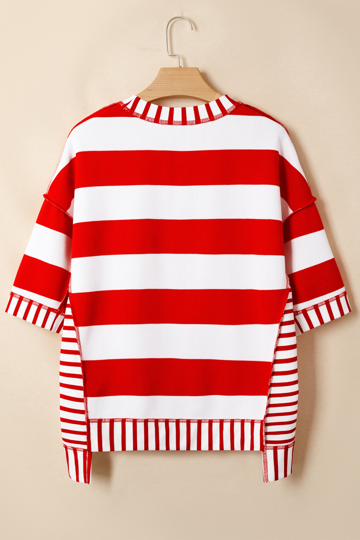 Sequin Bow Patriotic Half Sleeve Top – Red Stripe