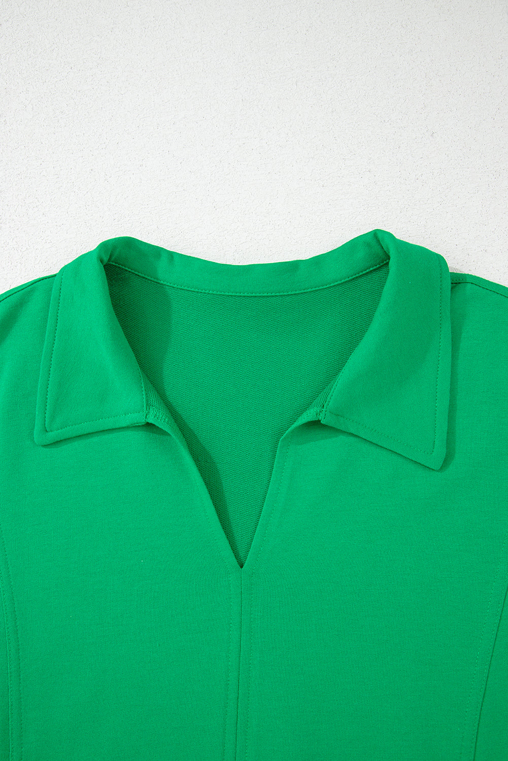 Bright Green Short Sleeve Turn-Down Collar Plus Size Blouse BB Fashion Outlet