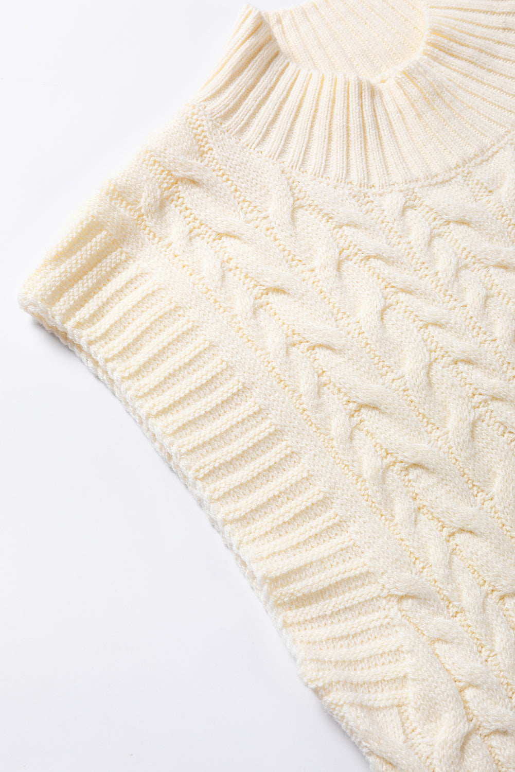 Oatmeal Cable Knit High Neck Sweater Vest eAura