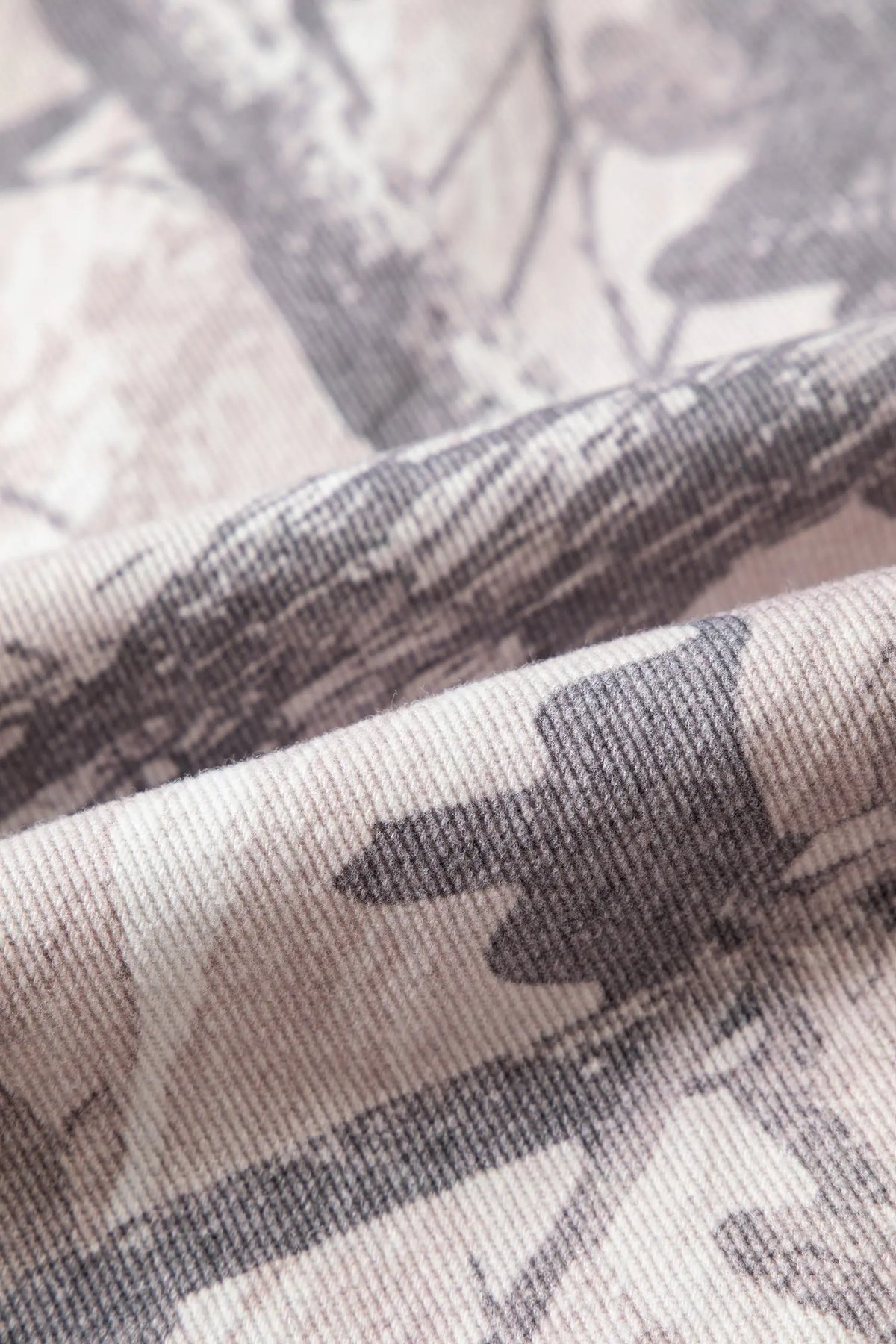 Abstract Camo Print Colourblock Collar Oversized Shift Silhouette Denim Jacket – Grey