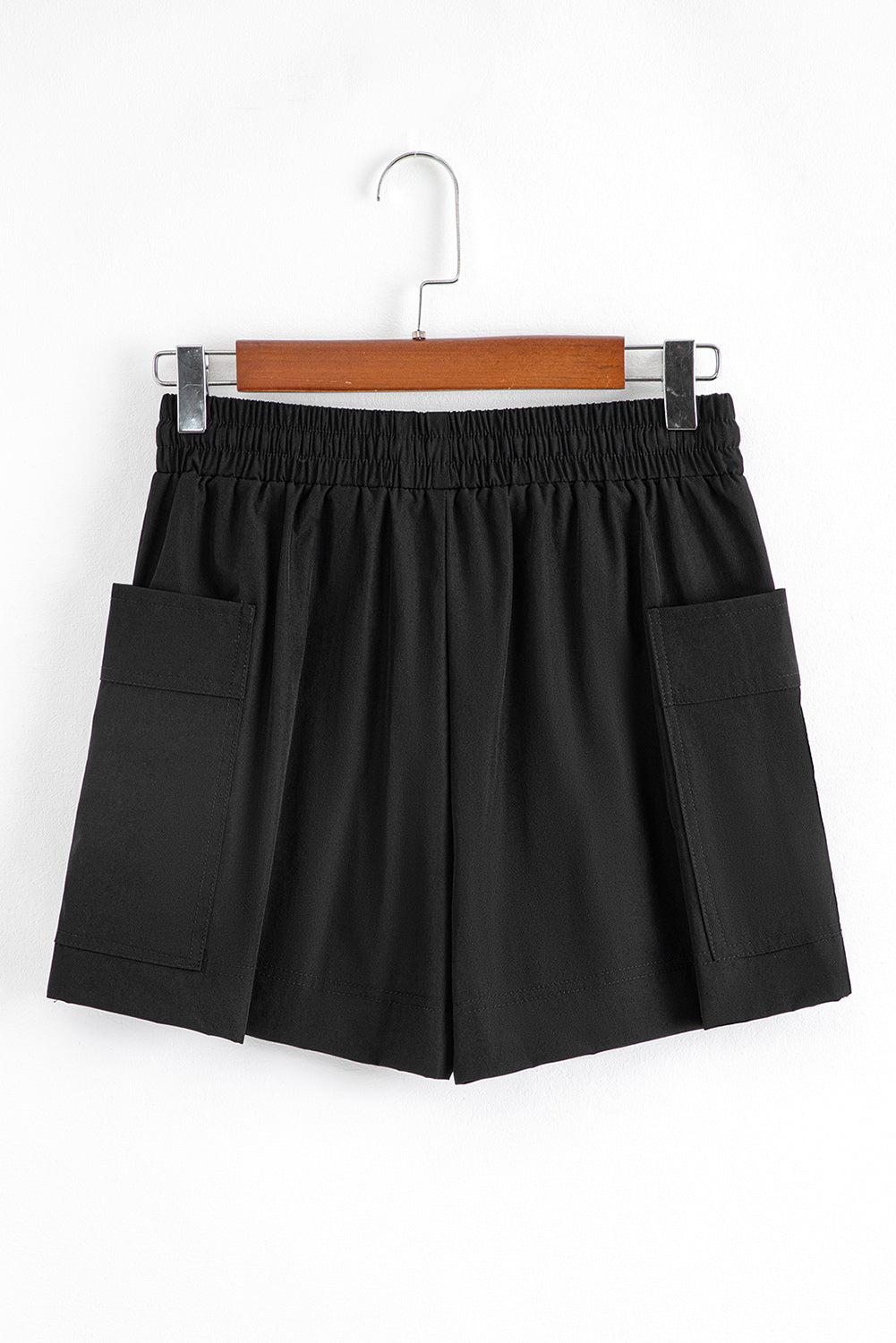 Black Cargo Pocket Elastic Waist Active Casual Skort eAura