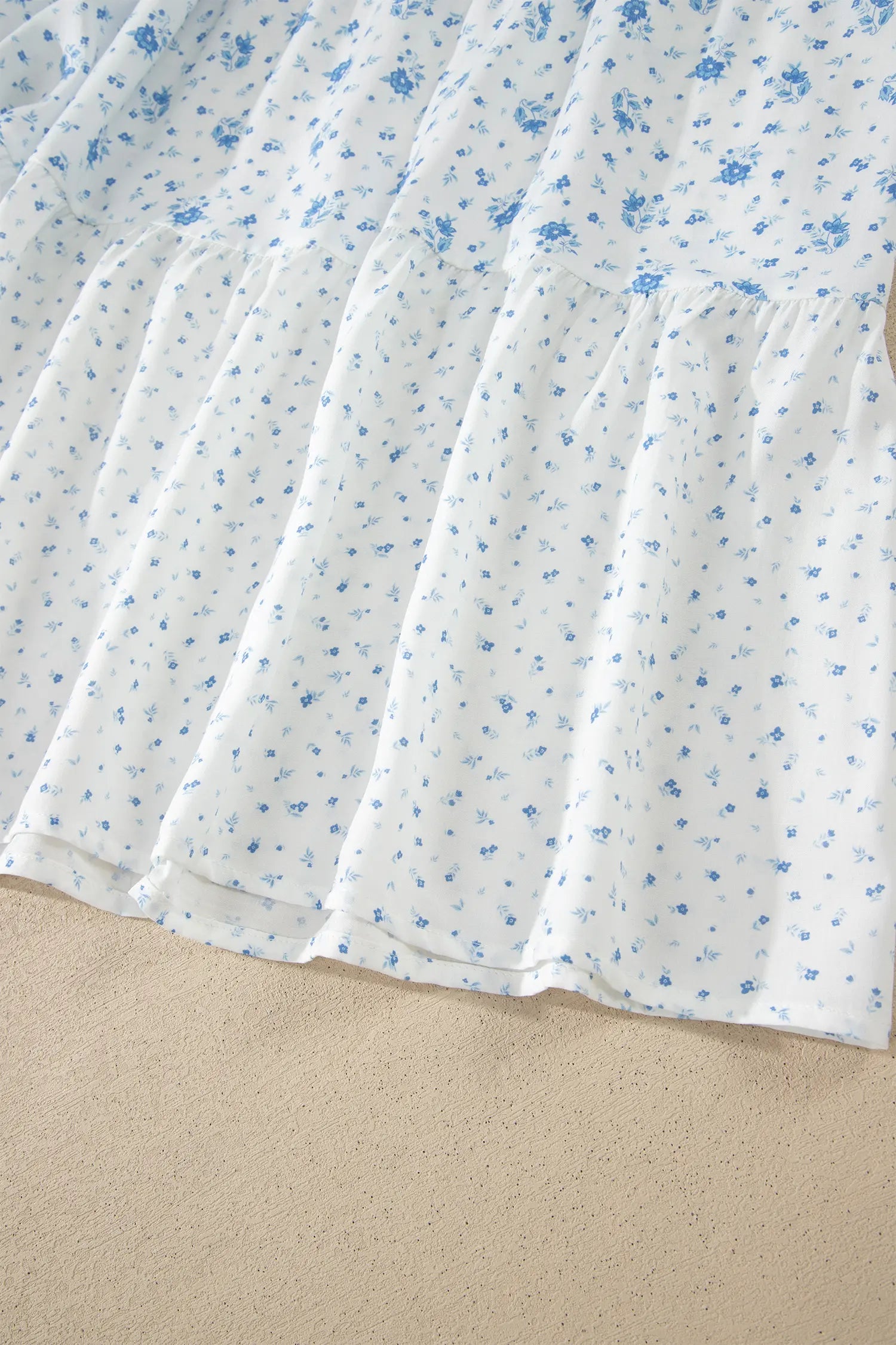 High Waist Tiny Floral Print Boho Maxi Skirt – Sky Blue
