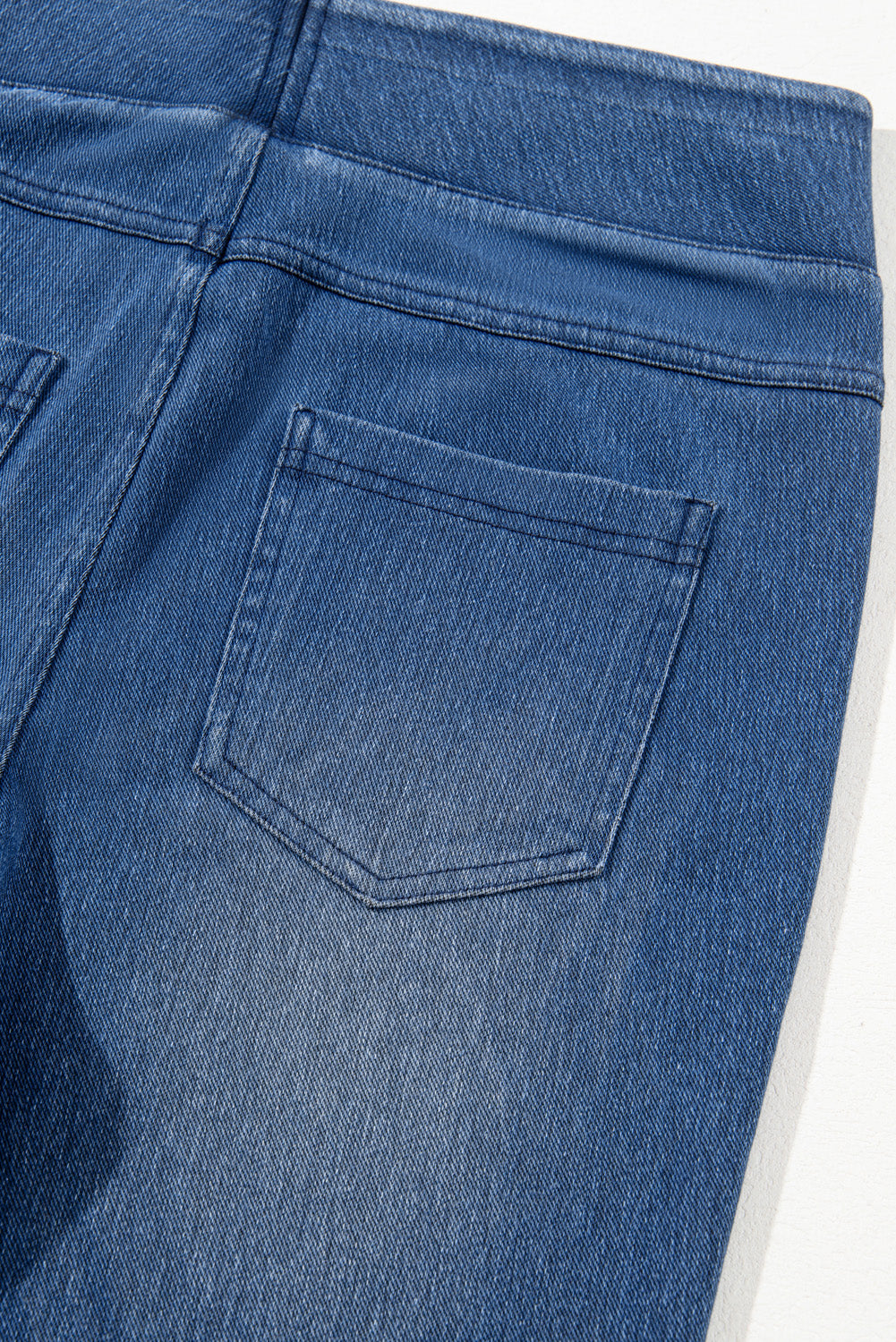 Navy Blue Skinny Elastic Waist Ankle Length Mid Waist Jeggings with Pockets eAura