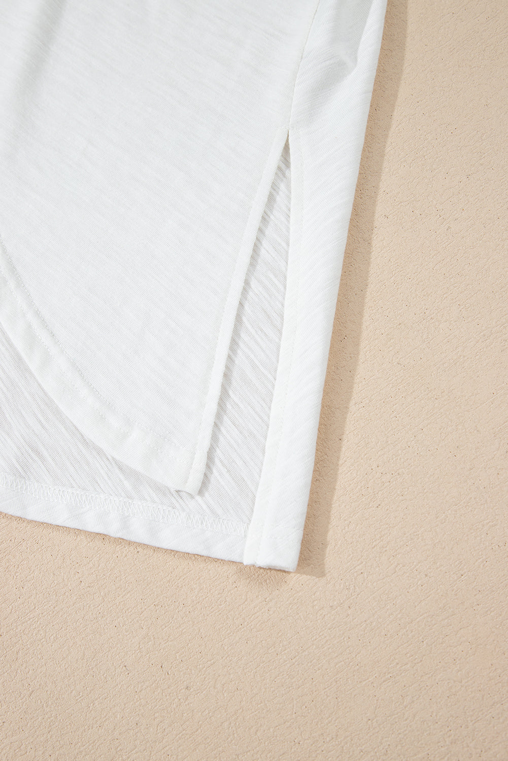 White Eyelet Patchwork High Low Hem V Neck Oversized Top eAura