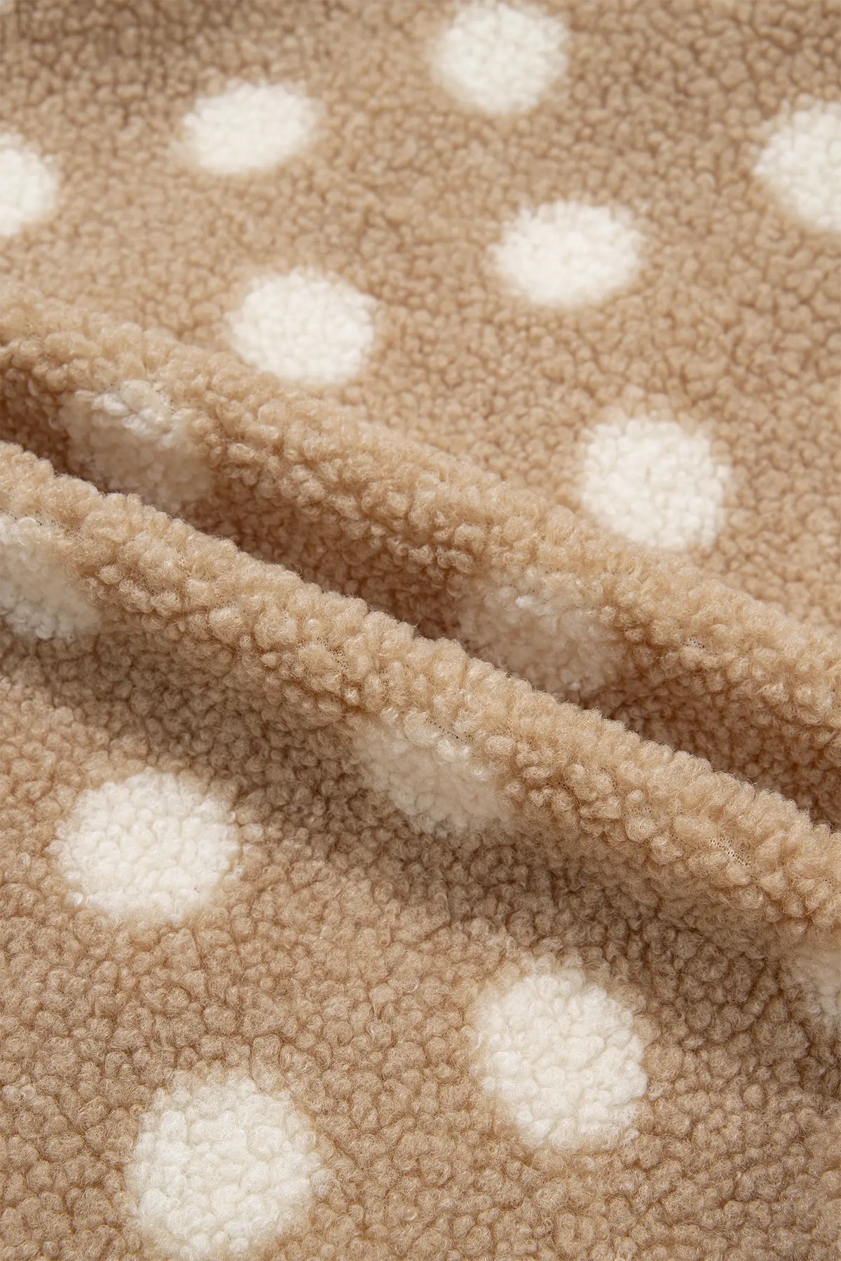 Faux Fur Jacket with Polka Dots and Metal Button Placket
