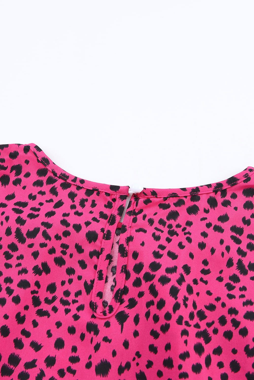 Rose Leopard Print Pleated Blouse with Keyhole eAura