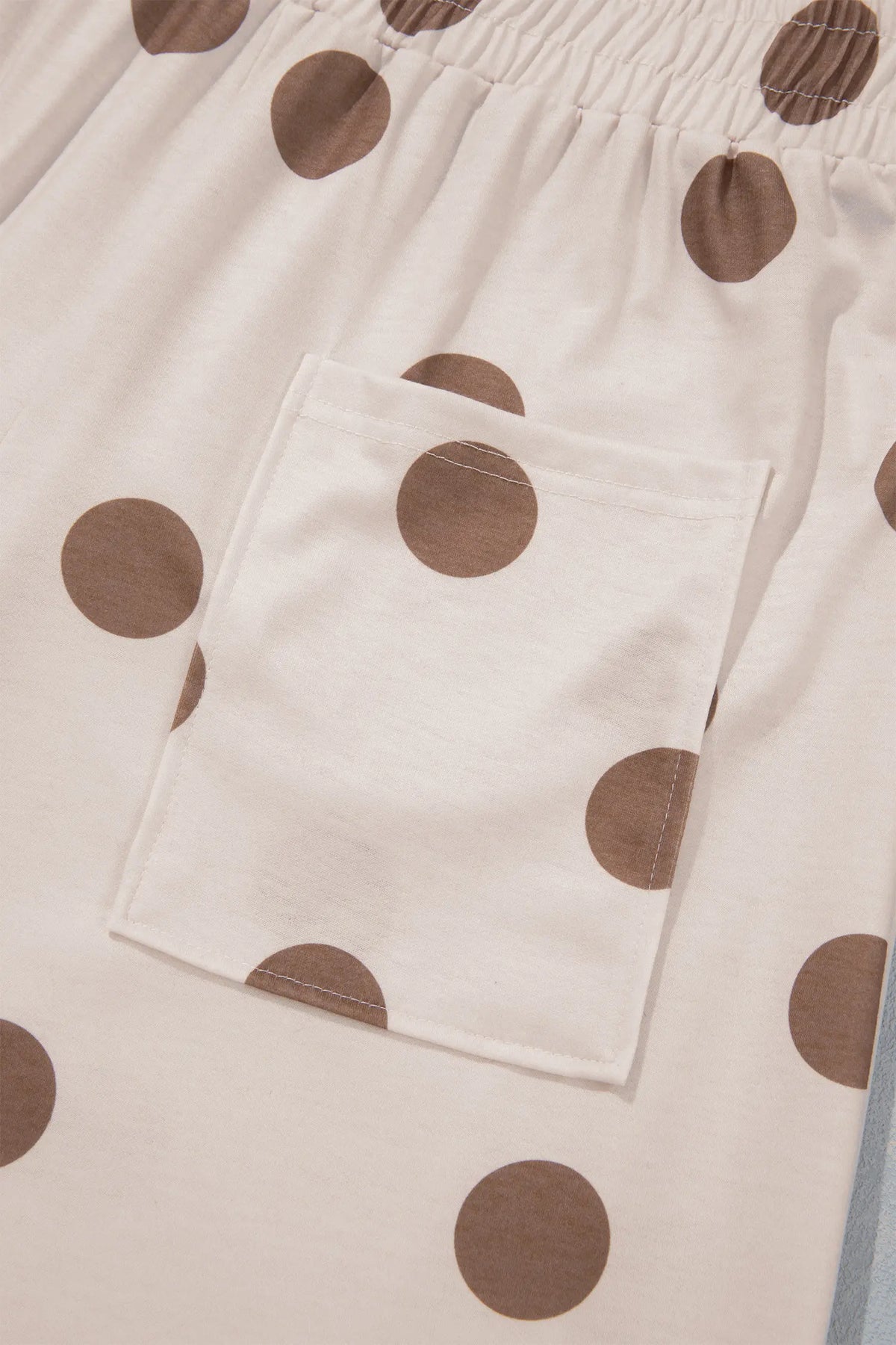 Sky Blue Polka Dot Wide Leg Elastic Waist Casual Pants – Light Blue