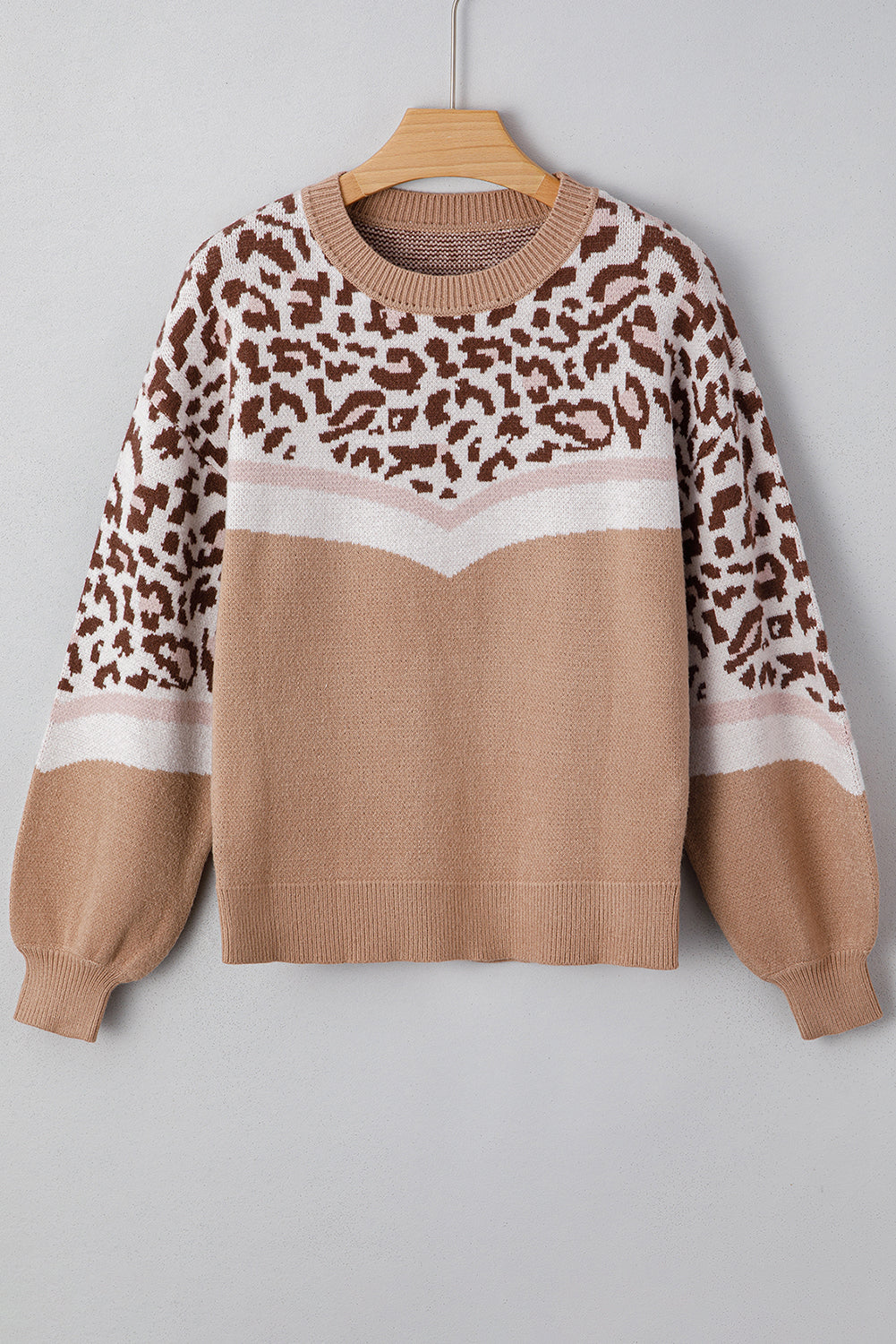 Leopard Round Neck Knit Oversized Sweater - eAura