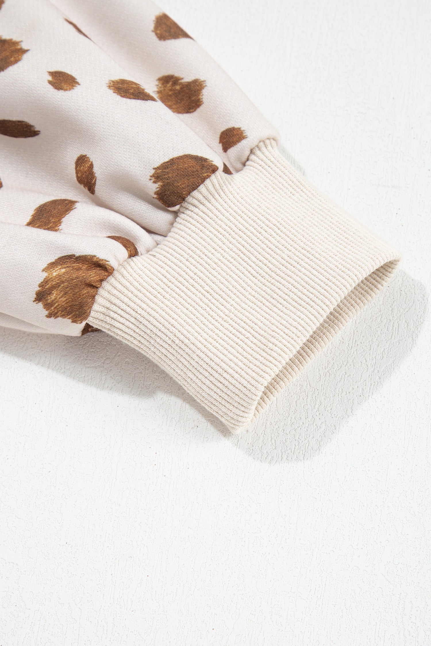 Leopard Print Dropped Shoulder Round Neck Casual Sweatshirt – Brown
