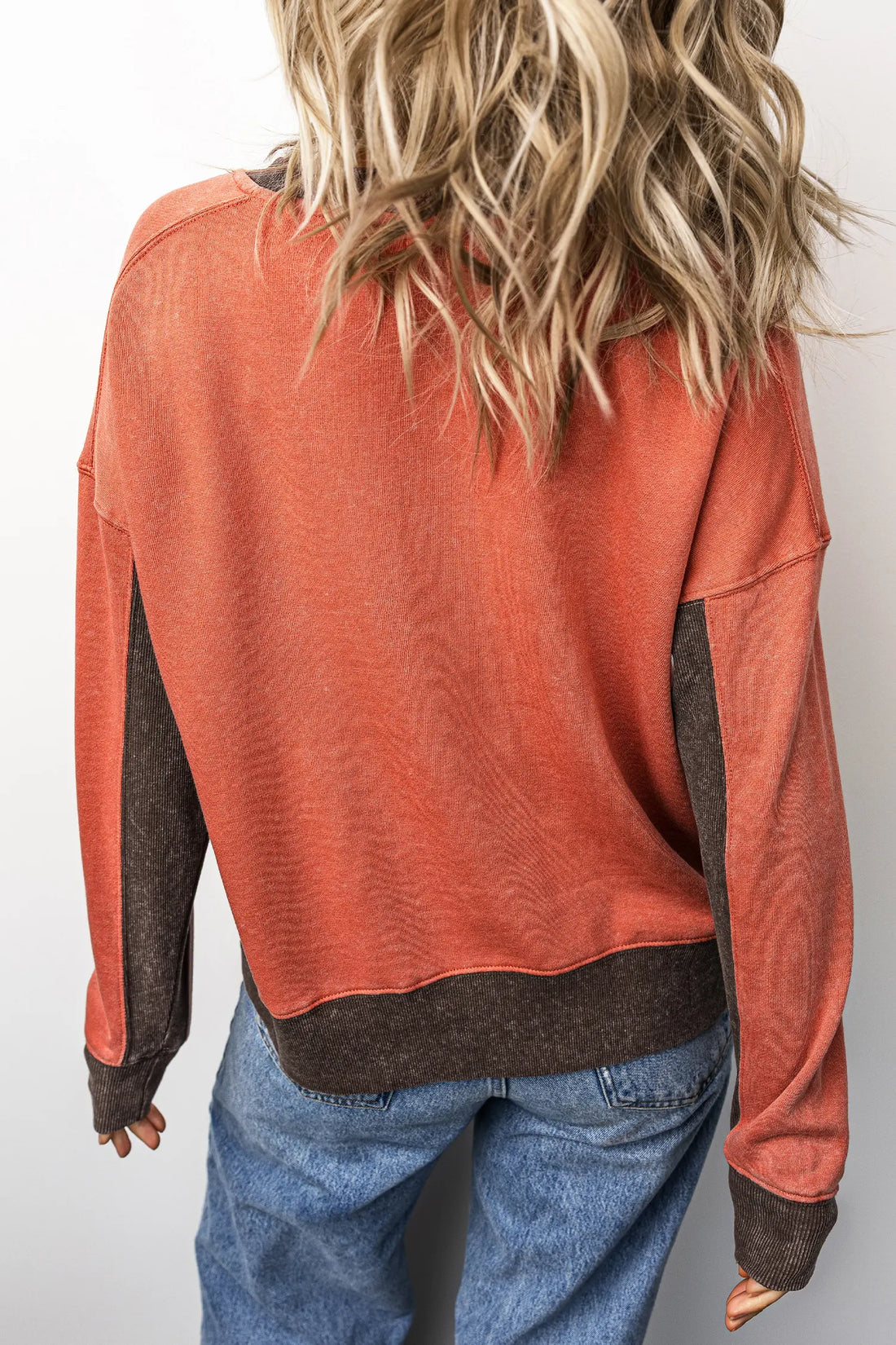 Flamingo Patchwork Colorblock Long Sleeve Vintage Regular Fit Sweatshirt