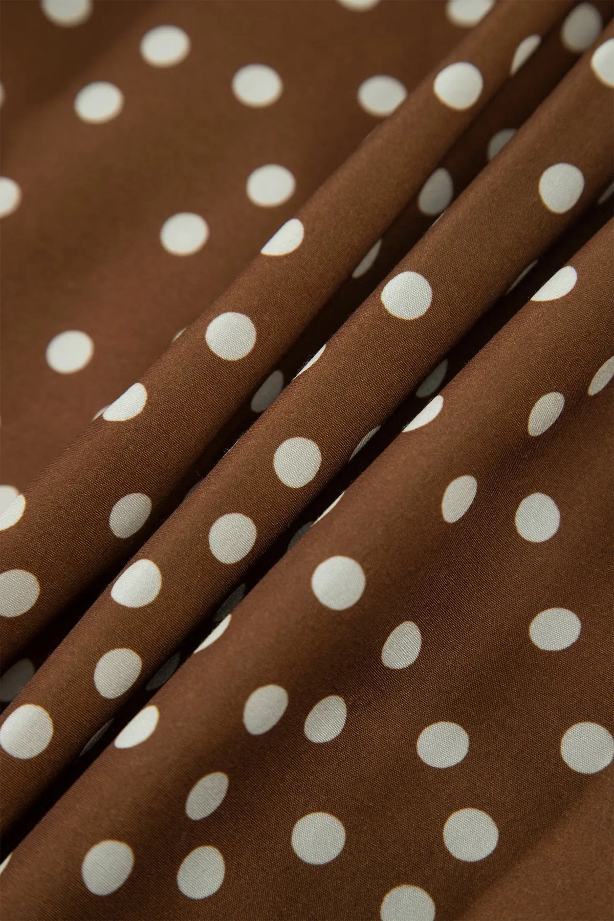 V Neck Polka Dot Long Sleeve Shift Plus Size Dress – Brown