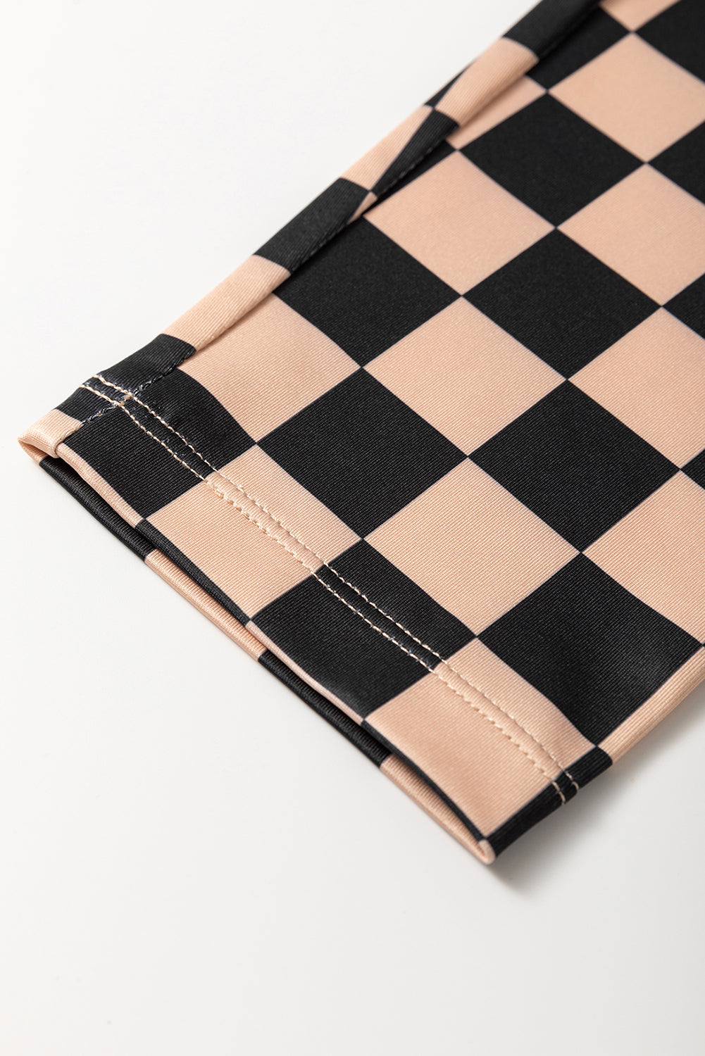 Khaki Checkered Pattern High Waist Skinny Leggings eAura