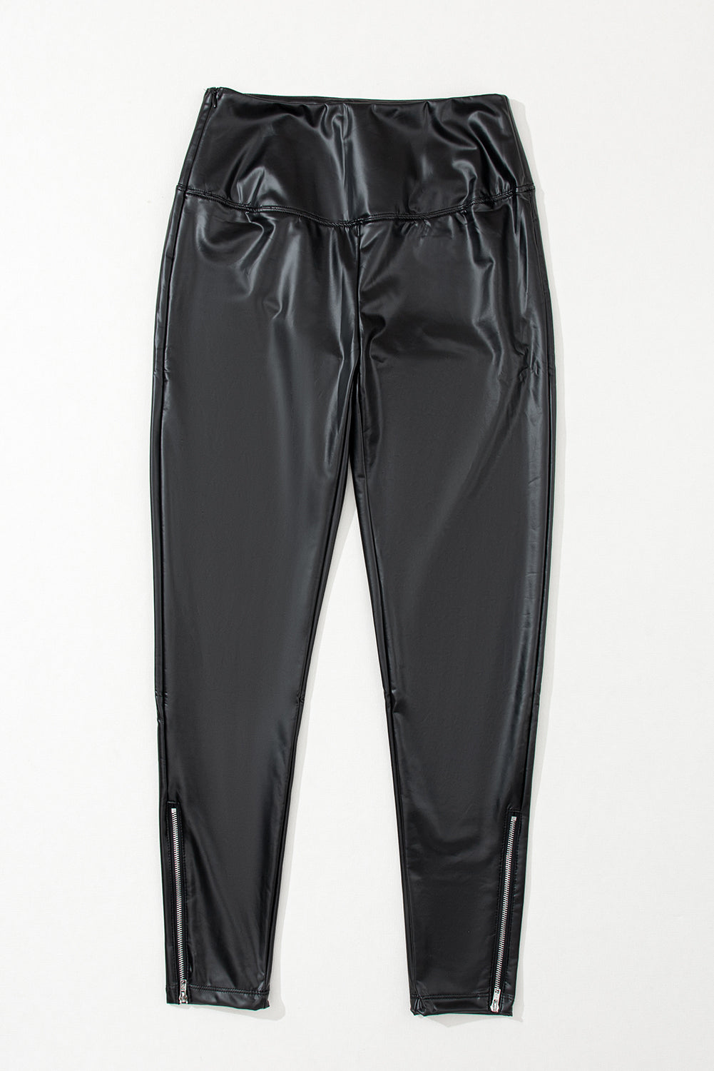 Black Faux Leather Zipped Detail Leggings Beagle Boutique Fashion Outlet