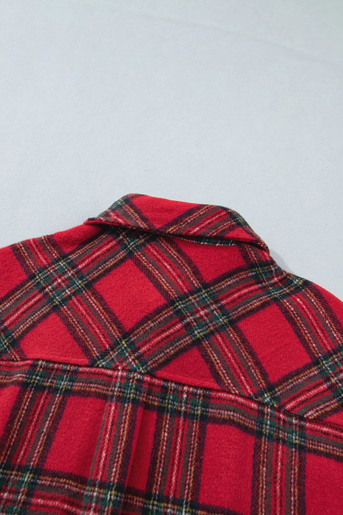 Plaid Button Front Shacket – Red