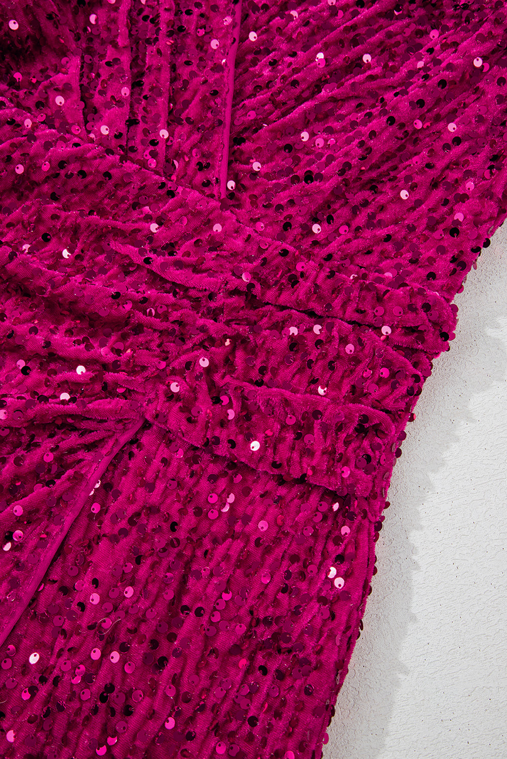 Sequin Long Sleeve V-Neck Wrapped Mini Dress - eAura