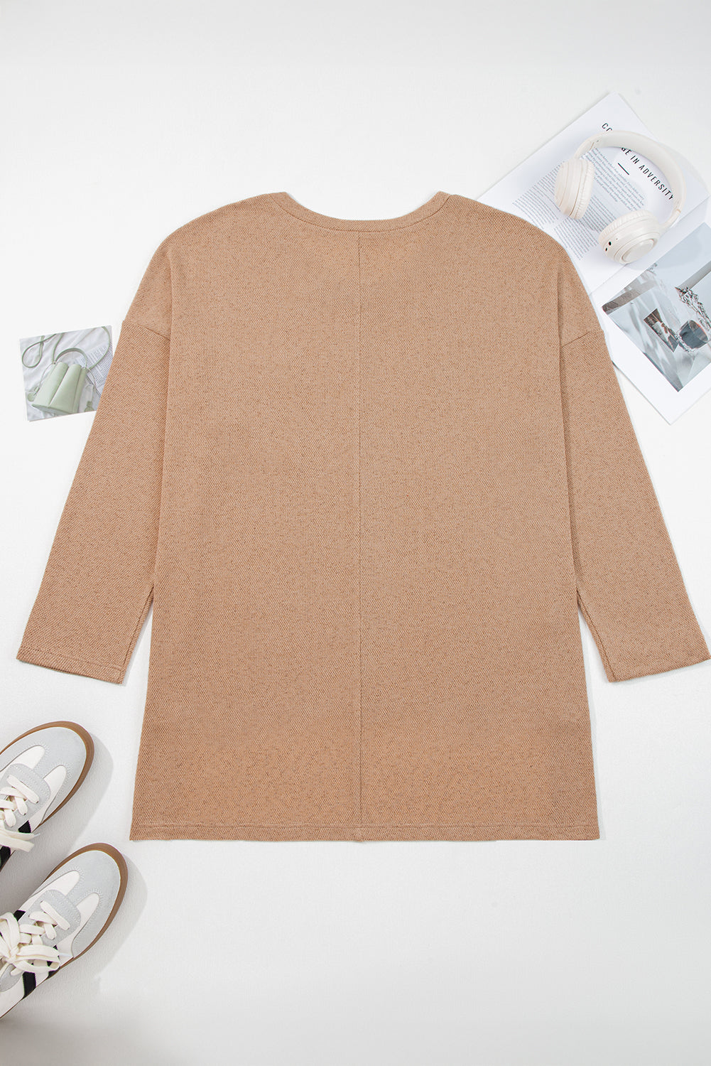 Plus Size Drop Shoulder Knit Tunic Top