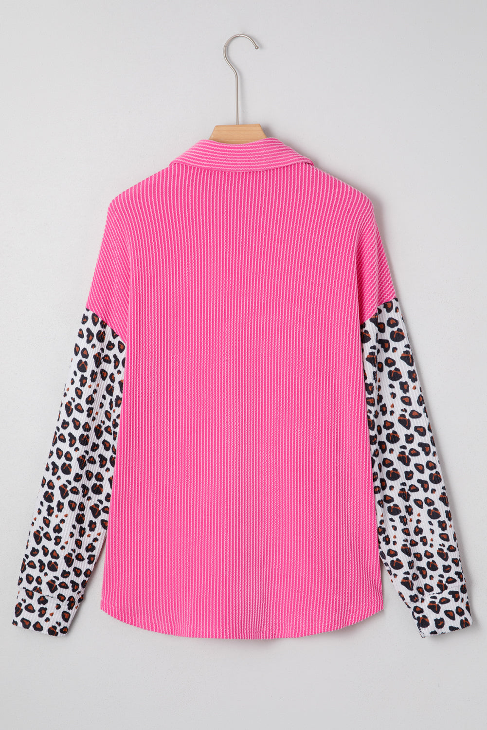 Leopard Patched Twisted Ribbed Western Casual Shacket eAura
