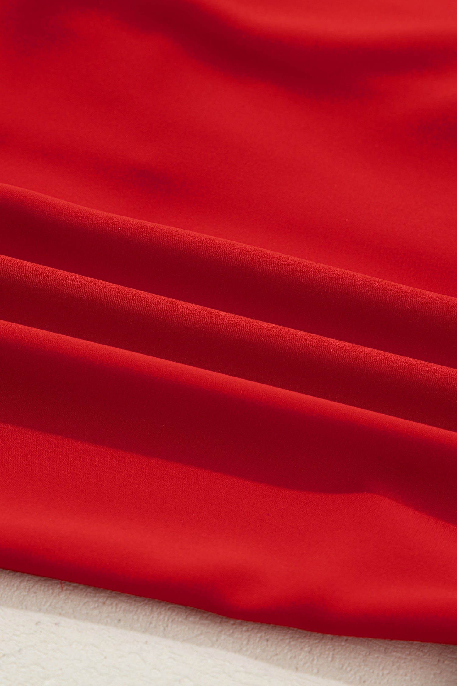 Contrast Trim Ribbon Bow Short Silky 2pcs Pajama Set – Fiery Red