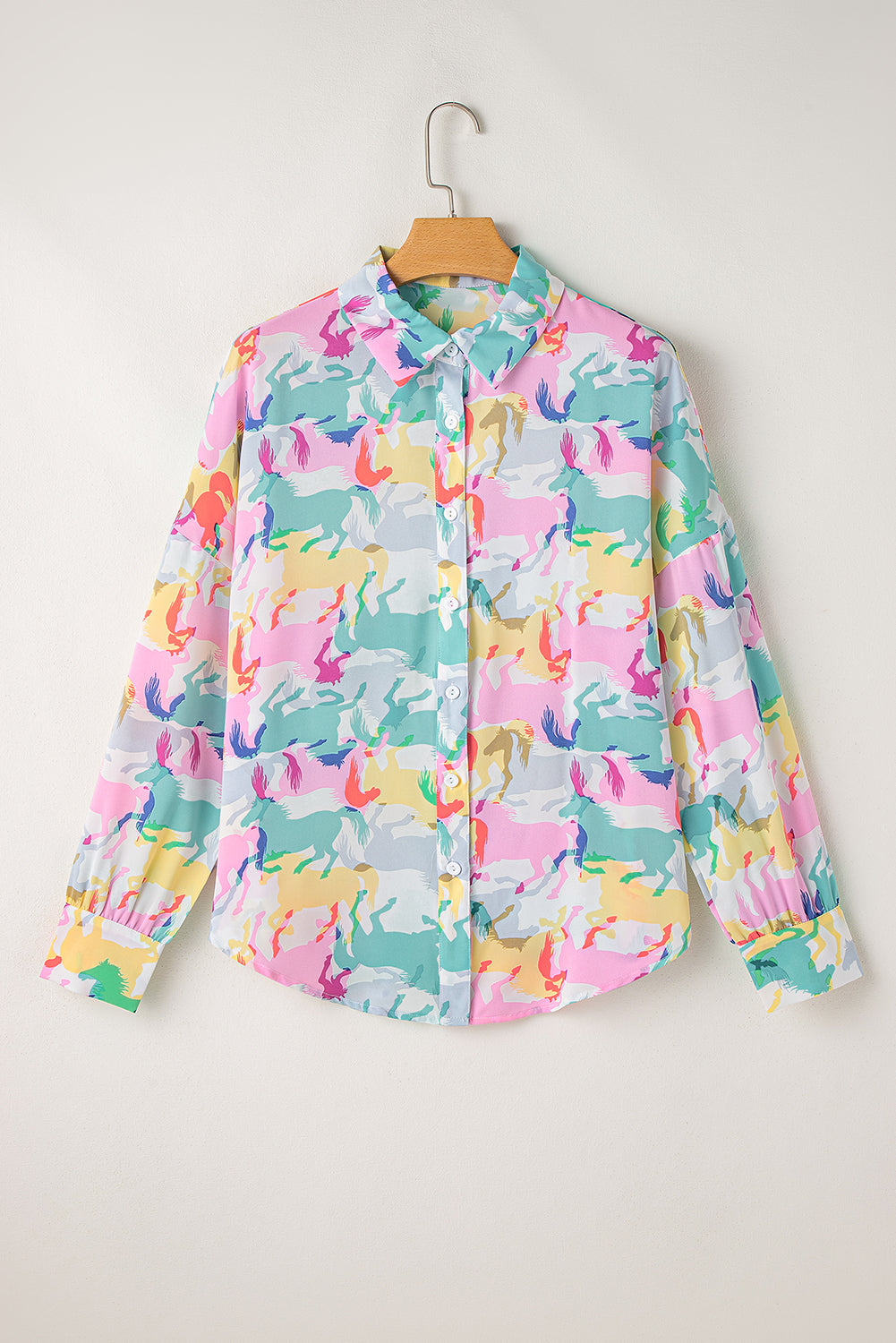 Colourful Horse Print Long Sleeve Shirt