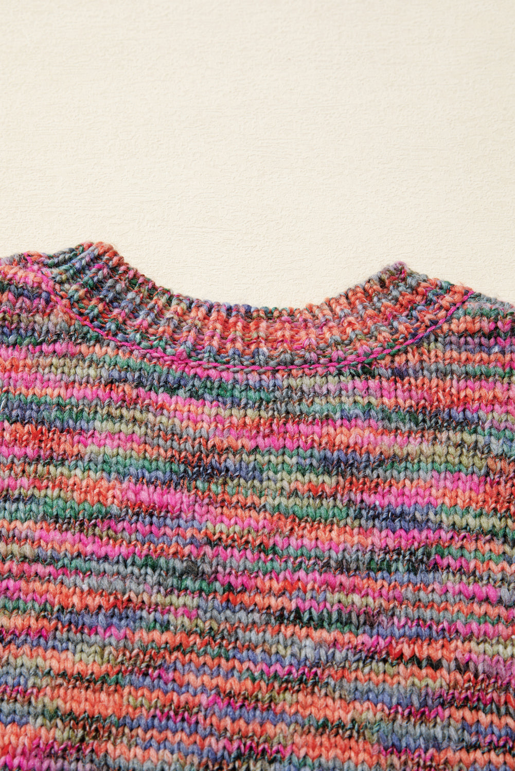 Purple Space Dye Yarn Crew Neck Sweater eAura