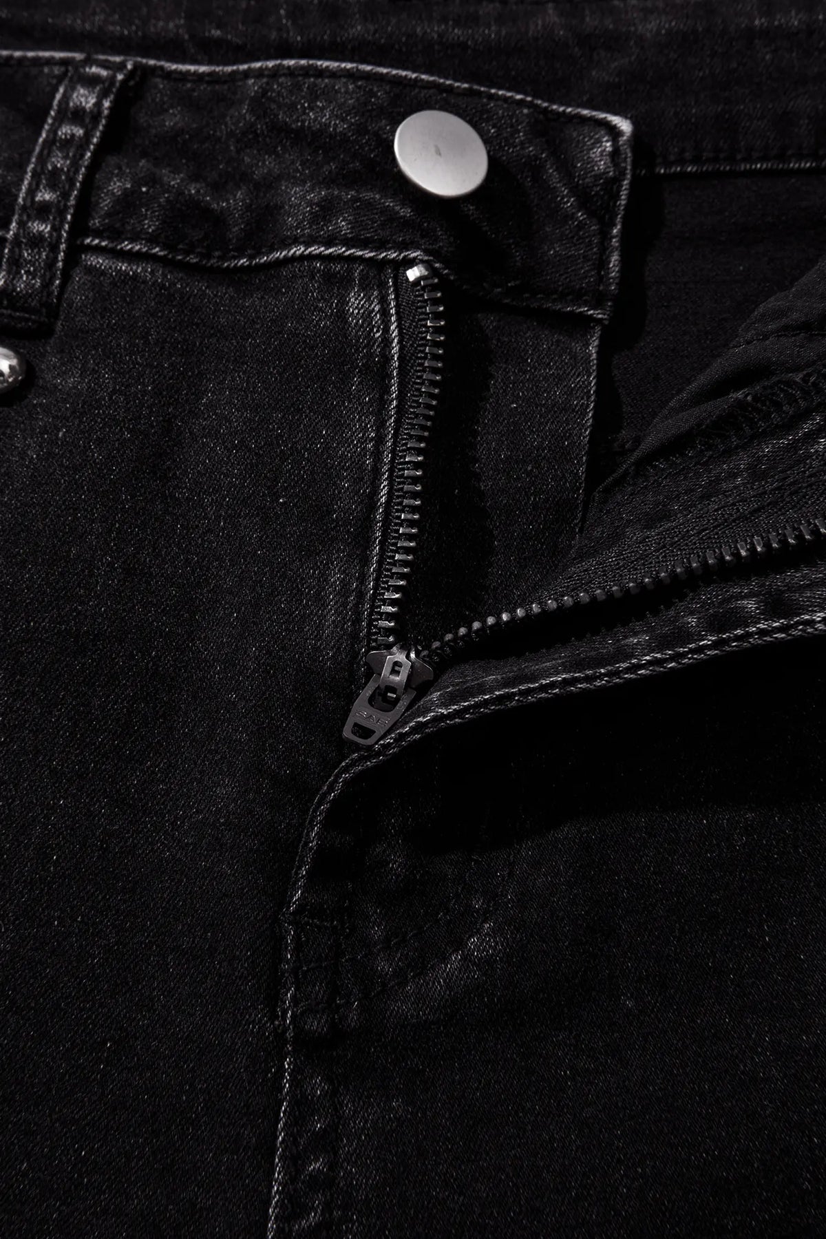 Studded Detail Straight Leg Casual Loose Jeans – Black