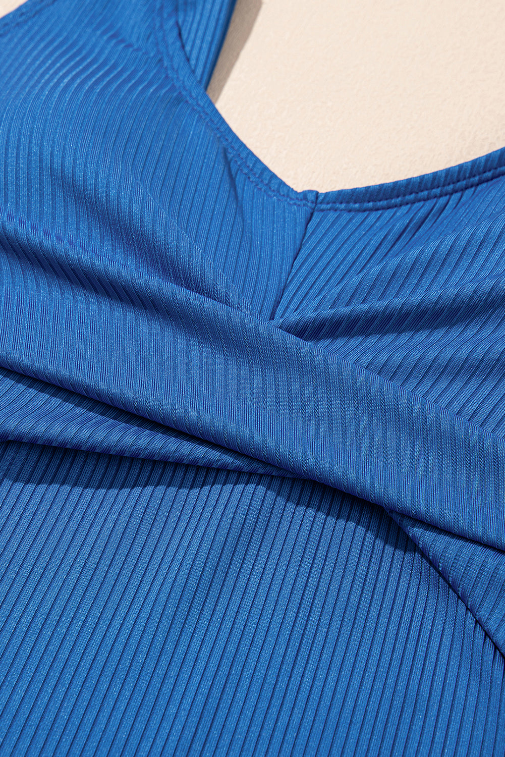 Ribbed Crossed Detail Tankini & Skort Two-Piece Swimsuit