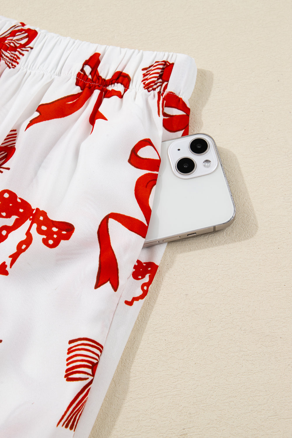 Red Christmas Bow Print Pyjama Set - eAura