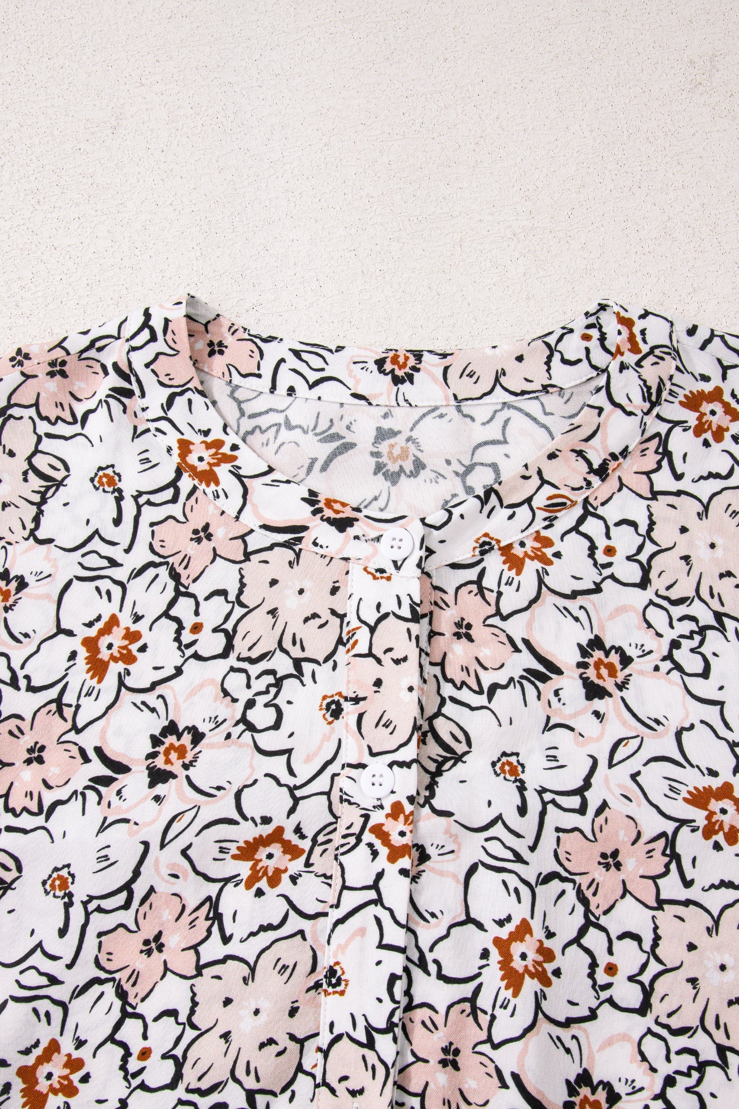 Bold Floral Print Frilled Puff Sleeve Button Down Shirt - eAura