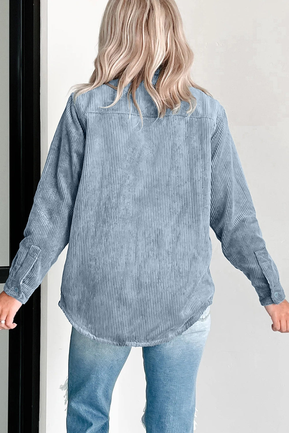 Soft Corduroy Reversible Button Up Shacket - eAura