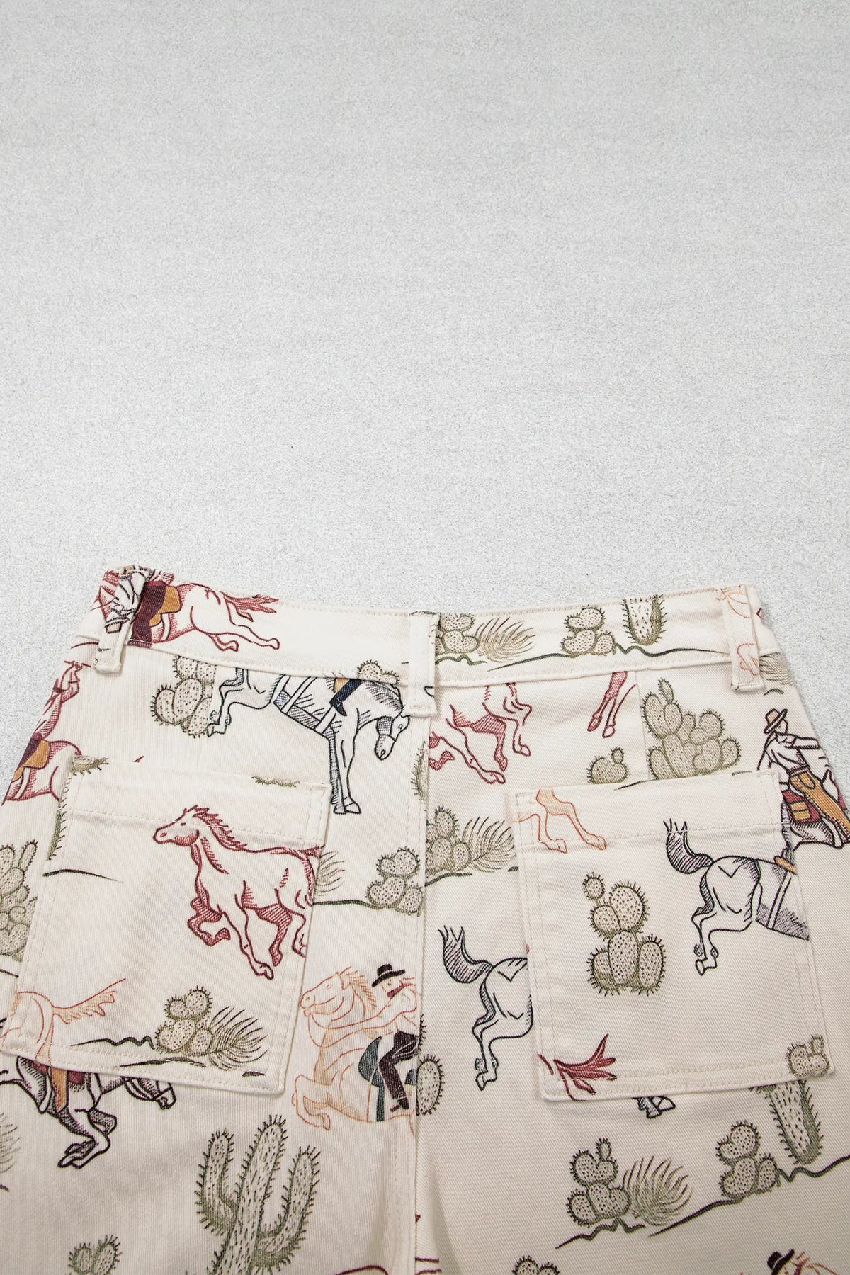 Multicolour Western Print Straight Leg Ankle-Length Pocket Jeans