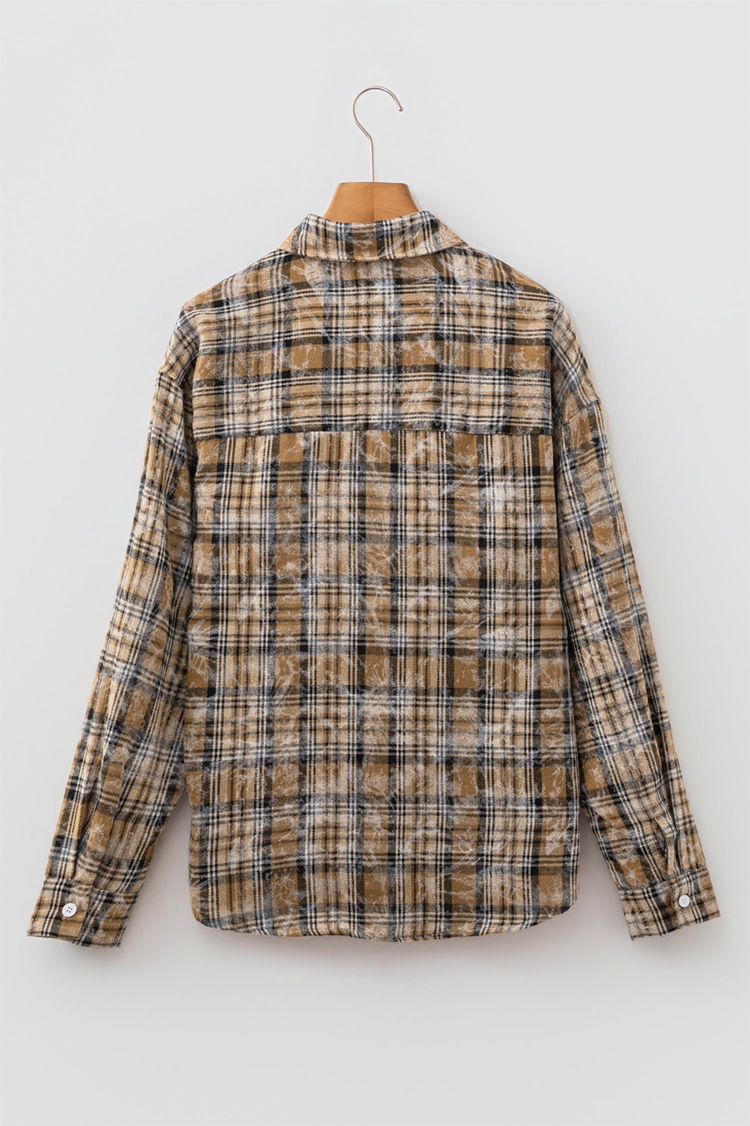 Retro Plaid Long Sleeve Button Down Shirt – Brown