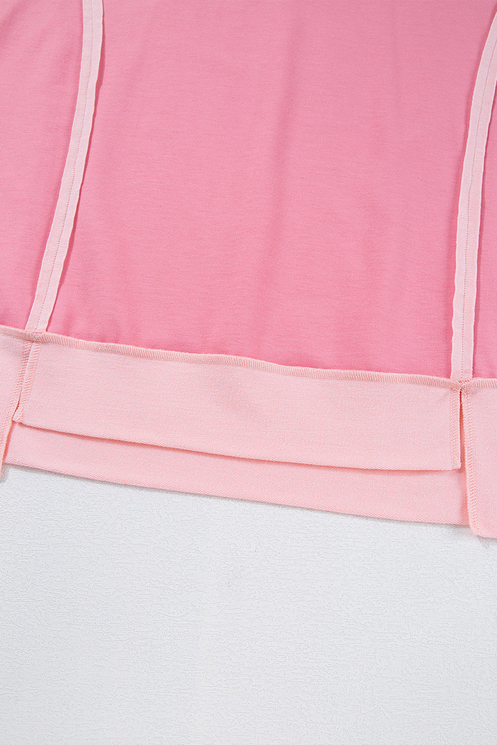 Peach Blossom Half Sleeve Raw Seam High Low Side Split Top - eAura