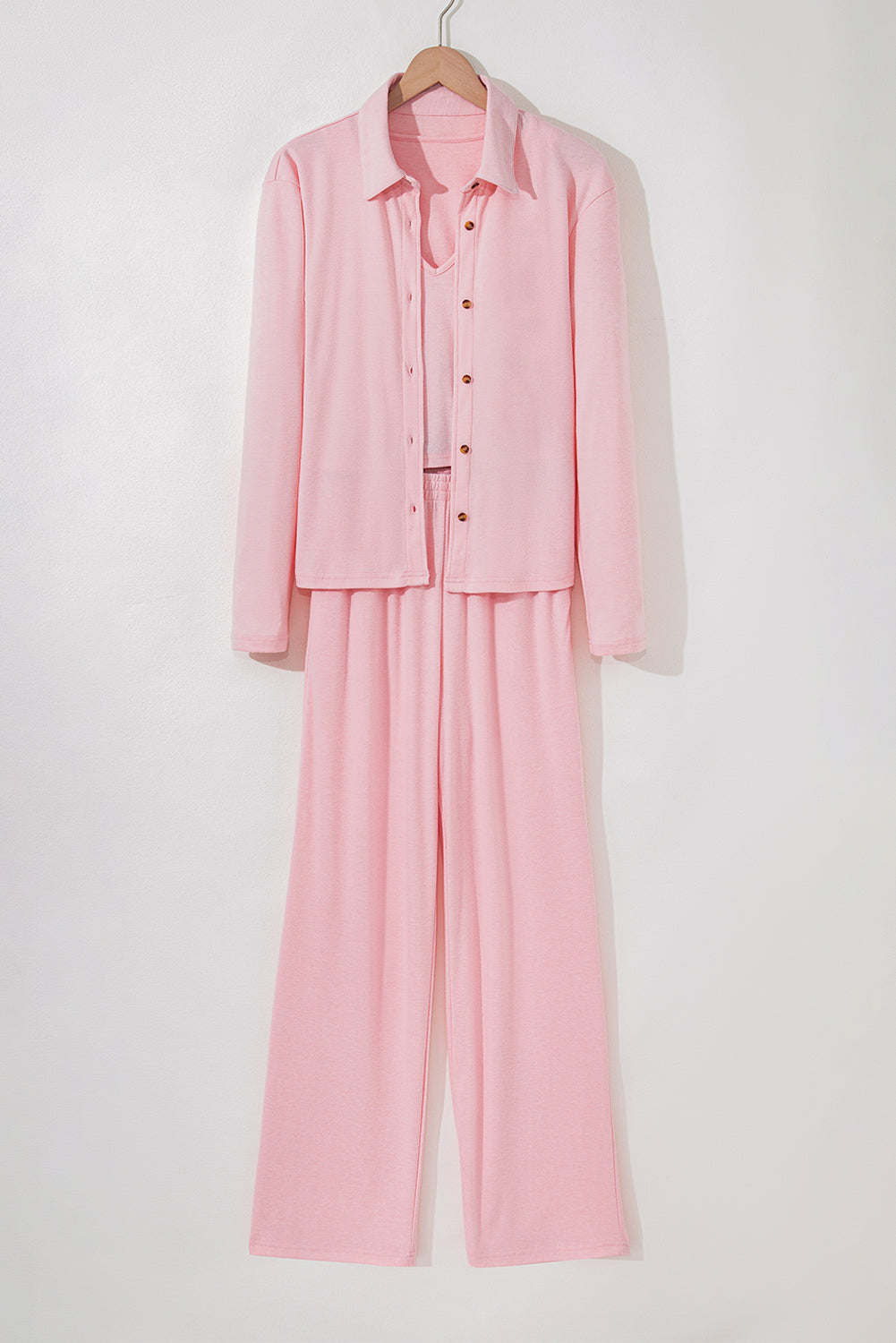 Light Pink 3-Piece Cozy Knit Lounge Set Pyjamas eAura