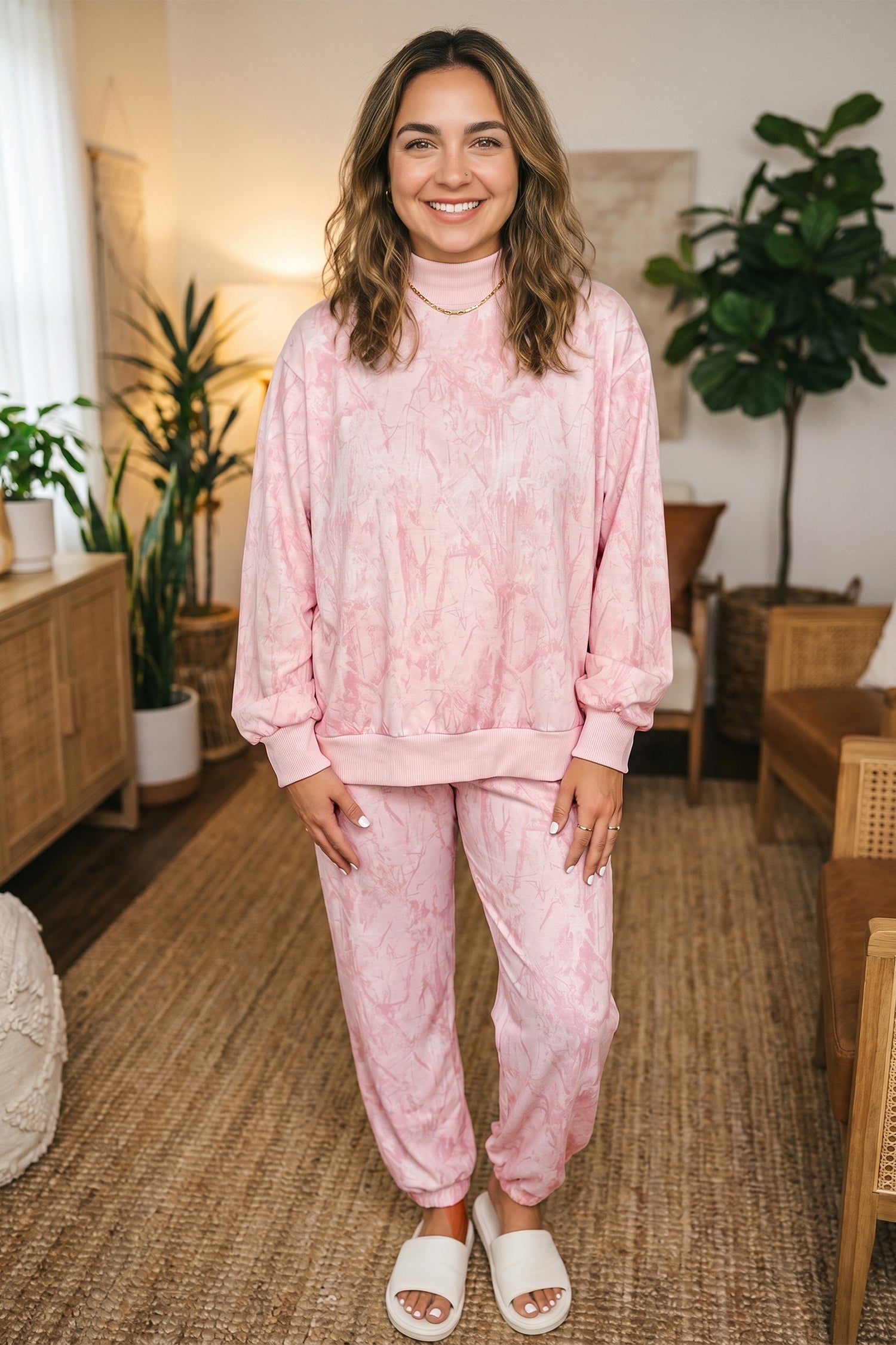 Camouflage Print Stand Neck Long Sleeve Regular Fit Plus Size Set – Gray