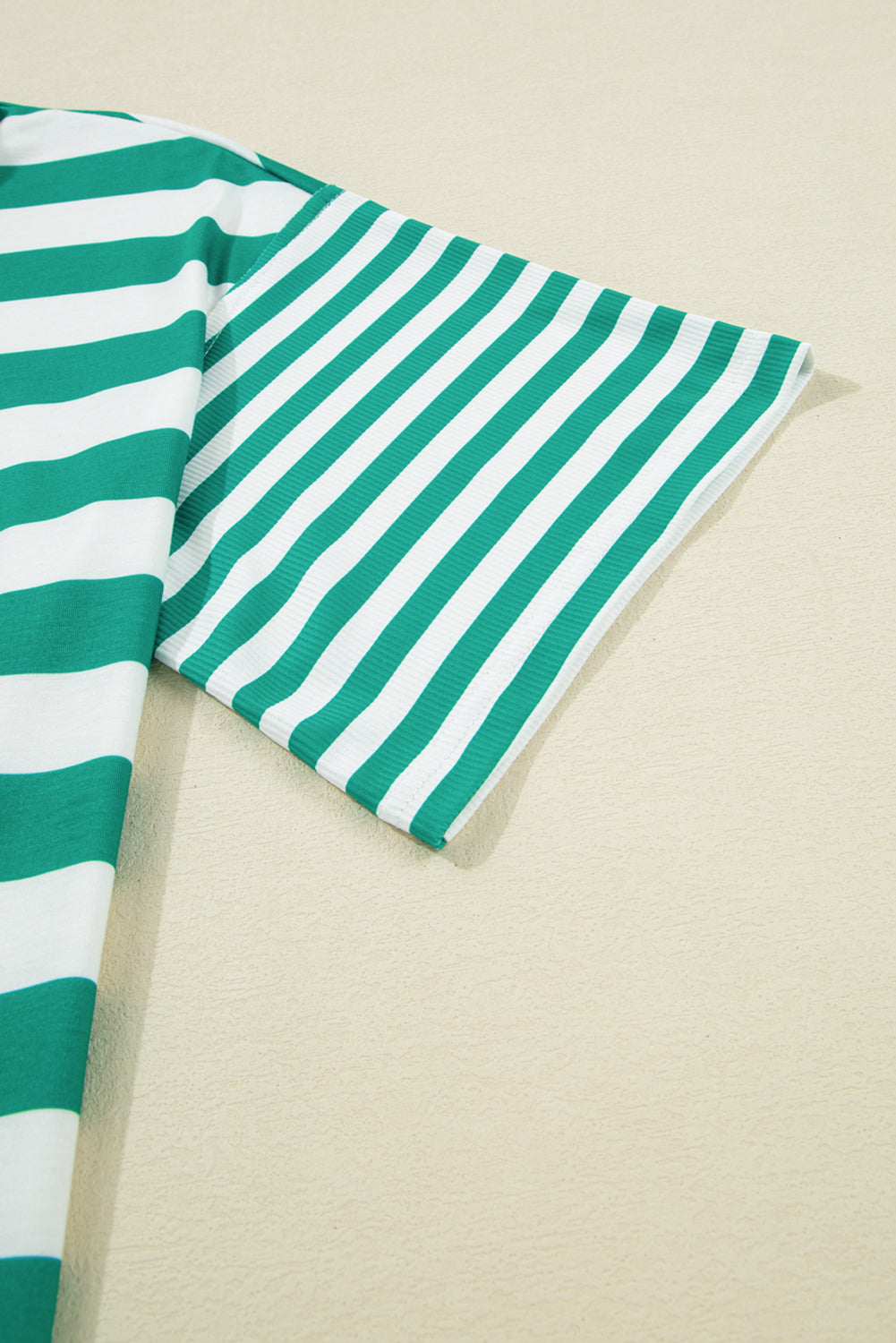 Green Stripe Colourblock Collar Half Buttons T Shirt eAura