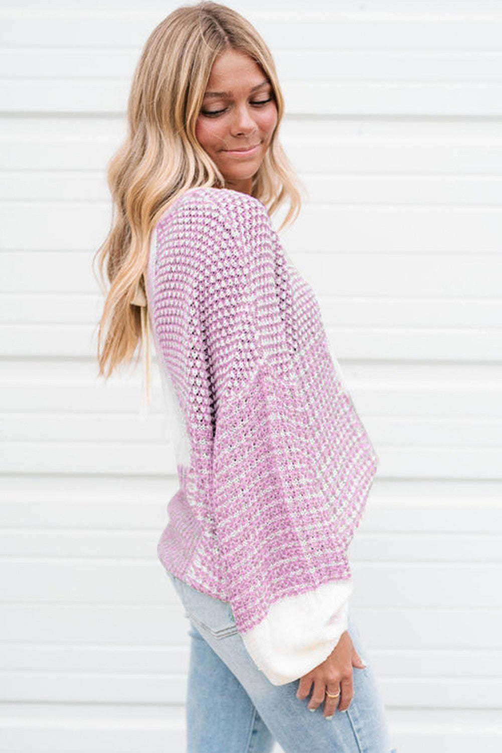 Bonbon Neutral Colourblock Tie Back Sweater eAura
