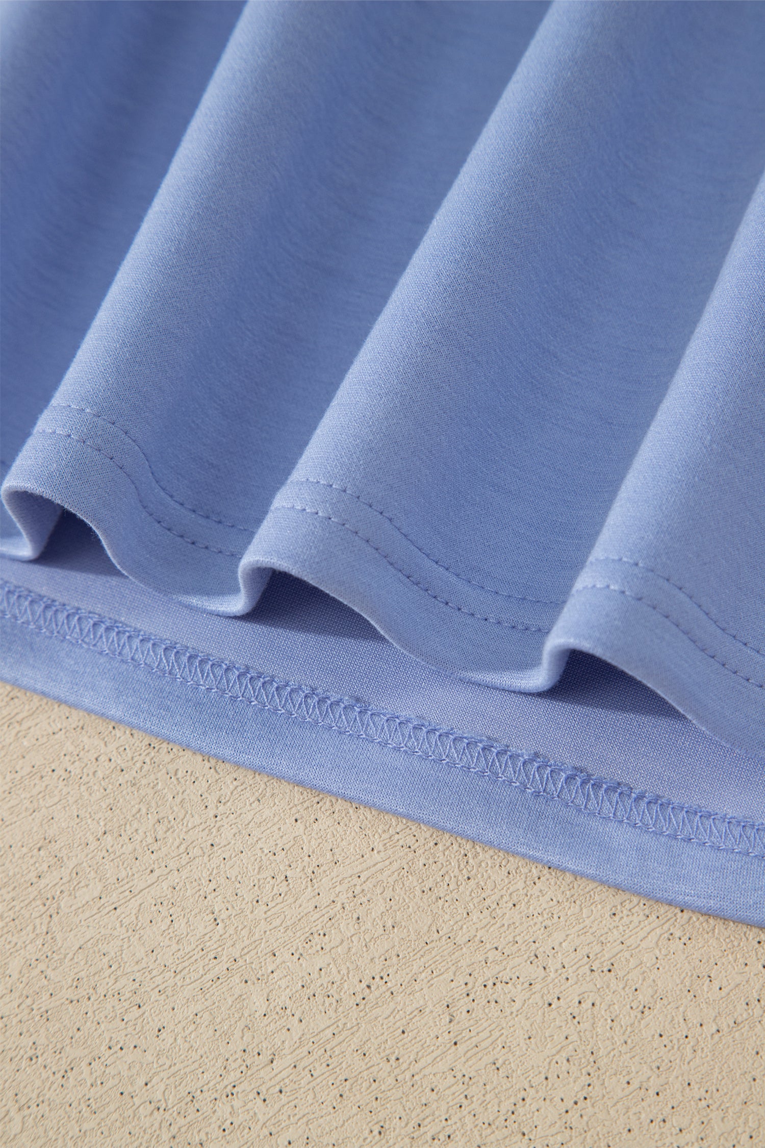 Sky Blue Preppy Striped Trim V Neck Polo Tee Drawstring Skort Set – Light Blue