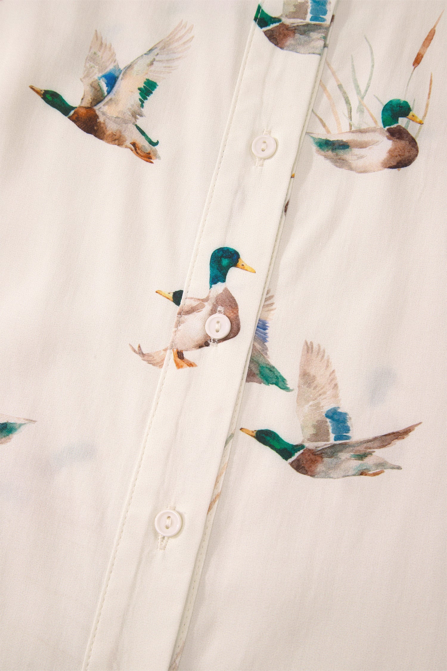 Beige Mallard Print Shirt & Shorts Two Piece Set