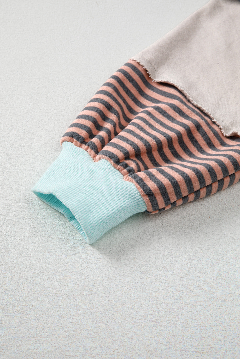 Striped Patchwork Drop Shoulder Sweatshirt - eAura