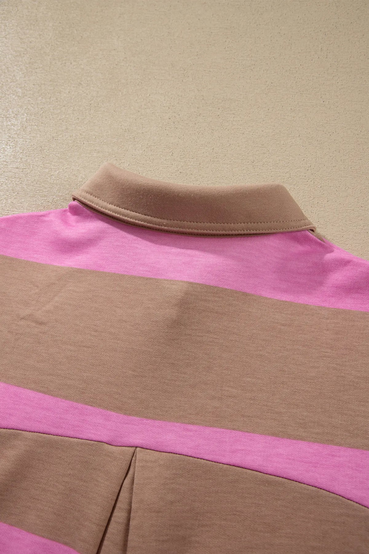 Striped Button Long Sleeve Short Shift Dress – Rose Stripe